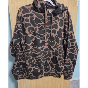 Independent Trading Company Size S Mens Duck Camo Hoodie Brown Green Fleece